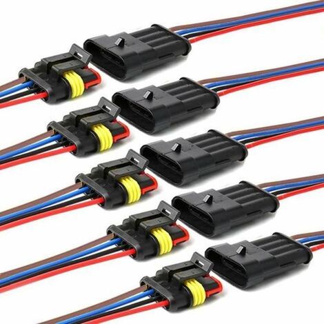 HOXILEELEOConnecteur étanche,connecteurs de Fils électriques autobloquants à 4 Broches avec Fil 16 AWG Marine (5pack) (1/5)