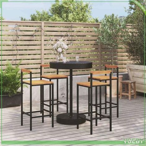 Ensemble de bar de jardin - FAFEICY - 3187720 - Noir - Résine tressée (rotin poly) - Assises acacia massif (1/5)