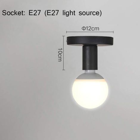 Suspension industrielle rétro en métal, mini plafonnier moderne et créatif en fer forgé (noir) - (ampoule non incluse) (1/4)