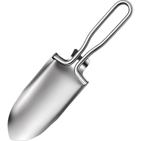 Mini pala in acciaio inox per uso esterno, giardinaggio, piantumazione di piantine di pino, campeggio, con borsa per il trasporto, colore argento. (1/5)