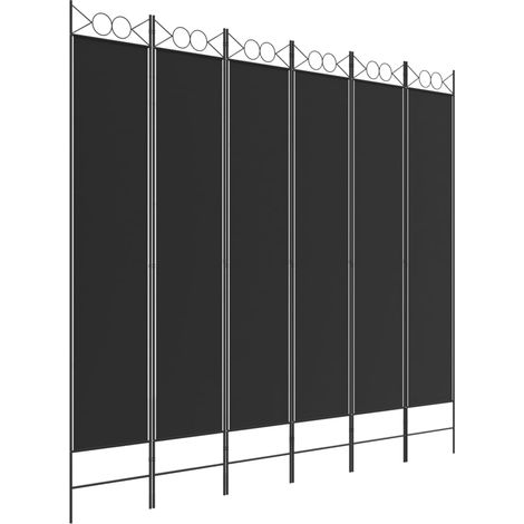 Cloison de séparation 6 panneaux Noir 240x220 cm Tissu (1/5)
