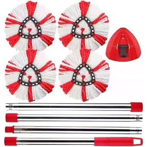 Lot de 4 têtes de serpillière rotatives de rechange, accessoires pour balai à essorage et nettoyage des sols (1/5)