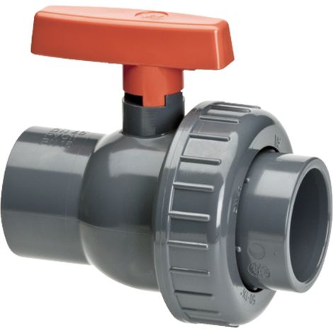 Kugelhahn DN 40 bis 50 mm PVC-U 16 bar für den Durchfluss zur Tropfleitung (1/2)