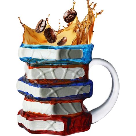 Mug Livre Peint Support Coloré Mignon Pour Boissons Chaudes Ou Froides Mug Vitrail Pile Livres Et Lecture Articles De Lecture Pour Lecteurs, De Bibliothèque, , , (1/5)