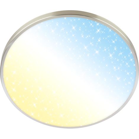 Plafonnier LED avec télécommande, intensité lumineuse variable, CCT, bandeau décoratif, ciel étoilé, salon, chambre, 38 x 6,5 cm, nickel mat (1/5)