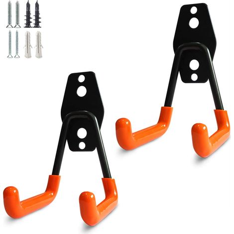 Crochets robustes pour garage, crochets utilitaires de rangement, organiseur de rangement pour outils de jardin, crochets muraux en acier (Petit crochet en U) (1/5)