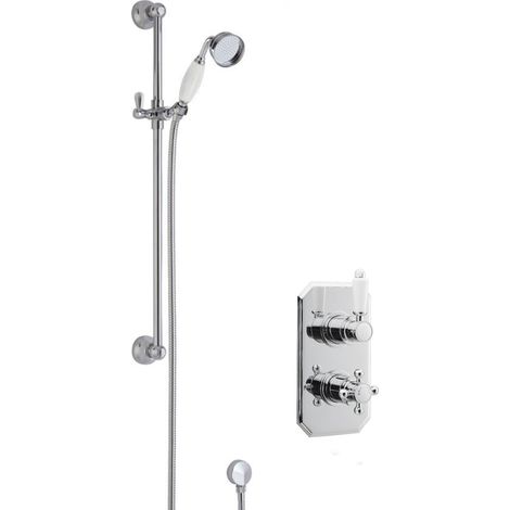 Traditional Concealed Twin Valve & Slide Rail Shower Set - Chrome/White - Balterley