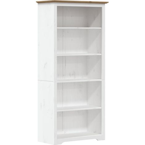 Vidaxl – Bibliothèque en bois massif de pin 5 étagères – Dimensions 82x40x173 cm – Style français – Gain de place pour rangement livres