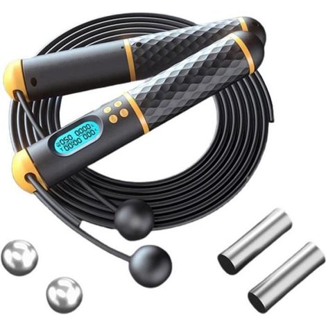 1 Corde à sauter, compteur intelligent, poignée antidérapante, roulement à billes, acier réglable, fitness adulte (1/3)