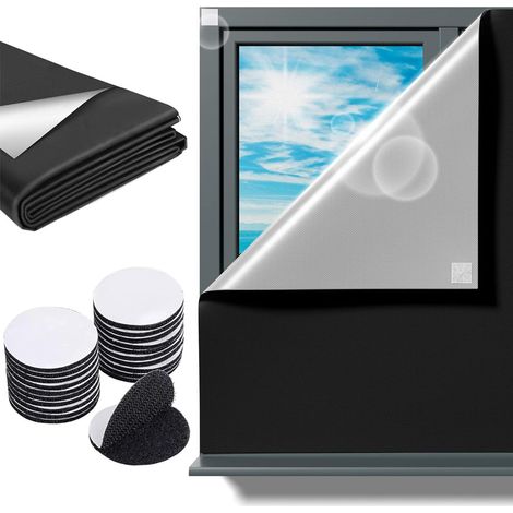 Rideaux OccultantsTissu Oxford 420D Rideau Sans Percage Protection UV Guard Total Blackout Blinds Protection Solaire Opaques Stores Rideau Occultant Voyageadaptés aux Fenêtres de Maison (145x100) (1/5)