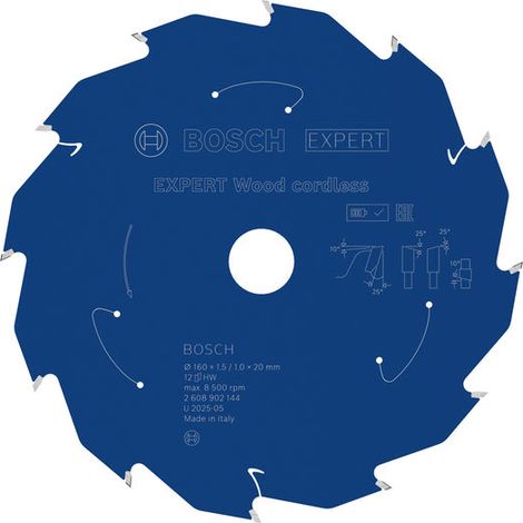 Bosch EXPERT Wood cordless Circular Saw Blade 160 x 1.5/1 x 20 mm T12 2608902144 (1/4)