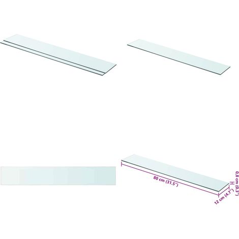 Regalböden 2 Stk. Glas Transparent 80x12 cm - Wandregal - Glasregal - Regalboden - Dekorationselement - Wohnaccessoires - Home & Living (1/5)
