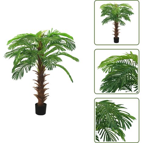 The Living Store Palma Cycas Artificiale con Vaso 140 cm Verde - Palma cycas