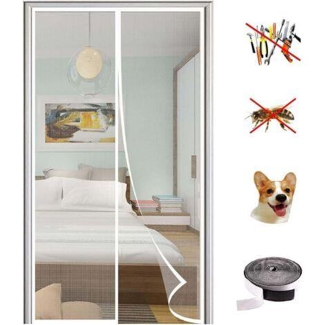 Magnetic Mosquito Net for Door, Durable Polyester Mosquito Net Curtain with Magnetic Opening, Ideal for Balcony Door, White, 70x200cm (1/5)
