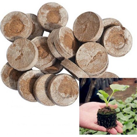 20pcs 38mm Bloc de semis de Compression de sol nutritif, Non-tissé, son de noix de coco, moyen magique, mousse de croissance indépendante, fournitures de jardin