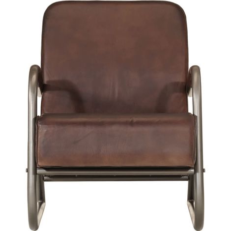 Fauteuil marron cuir véritable CFW887808 (1/5)
