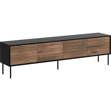 Meuble TV Flosoru 105, Noyer + Noir, Le nombre de portes: 0, Nombre de tiroirs: 0, 200x55x40cm