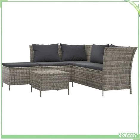 Salon de jardin 4 pcs - FAFEICY - 319691 - Gris - Résine tressée - Grand espace de rangement (1/5)