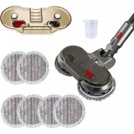 Tête de Vadrouille Electrique pour Dyson V7 / V8 / V10 / V11 / V15 Aspirateur, Vadrouille dyson Sol électrique avec Réservoir d'eau Amovible et 6 Vadrouilles Lavables (Gris) (1/3)