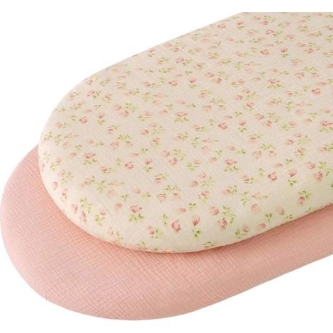 Ensemble de drap-housse/sommier pour lit bébé (32 x 17 cm), en gaze de pur coton, doux, confortable et respirant. Convient aux lits bébé. La housse de matelas est amovible et lavable. Lot de 8. (1/5)