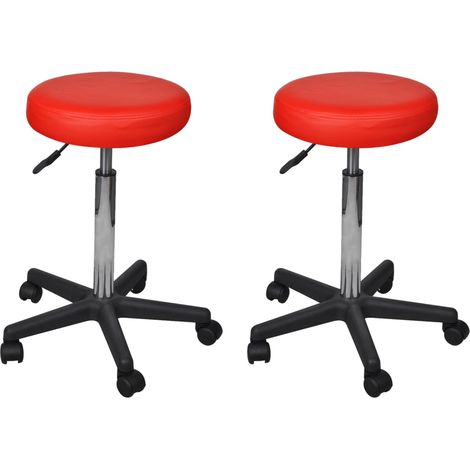 FIMEI 2 pcs Tabourets de bureau Rouge 35,5x98 cm Similicuir (1/5)
