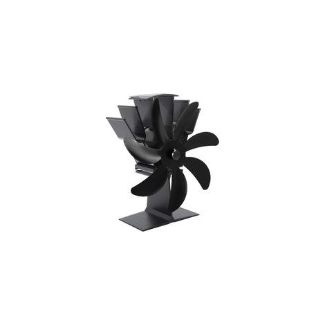 Ventilateur thermoélectrique à 7 pales pour poêles à bois (alliage d'aluminium, noir)
