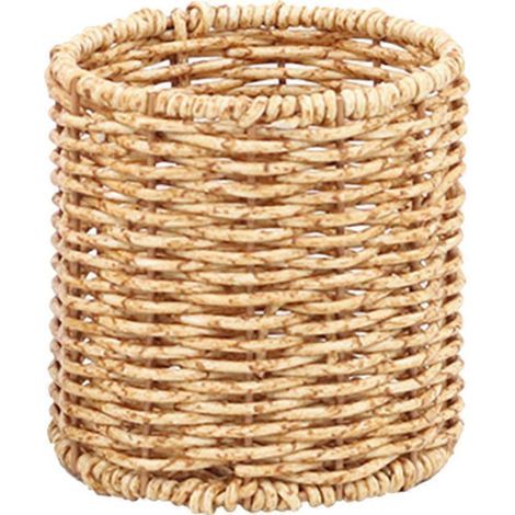Runder Stiftehalter aus geflochtenem Rattan, Schreibtisch-Stiftehalter – 10,00 x 9,50 x 9,50 cm (1/4)