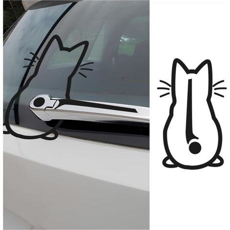 Bardusch (200×320×1)Autocollant pour Essuie-Glace de Chat, Autocollant de Chaton Amusant pour Essuie-Glace, Décalcomanies Mignon 3D pour Pare-Brise Arrière, Autocollants de Voiture pour Ordinateur Mur (1/5)