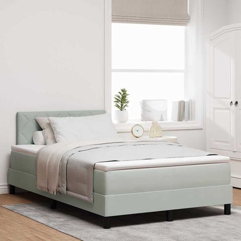 LED Boxspringbett mit Matratze Hellgrau 120 x 200 cm Samt