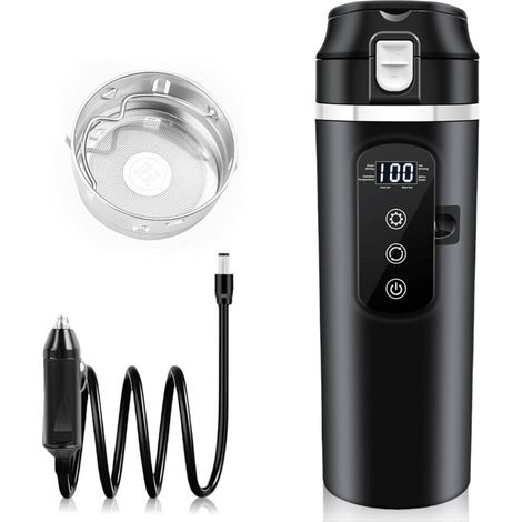 Bouilloire électrique de voyage pour voiture, 12V/24V, revêtement intérieur en acier inoxydable 304 de 500ml, convient aux voitures et aux camions. (1/5)