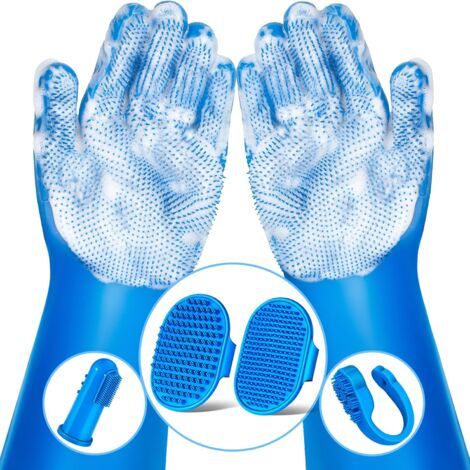 6-teiliges Haustierpflegeset, Hundebadezubehör, Handschuhe, Haustiermassagebürste, Katzen- und Hundebadbürste (1/5)