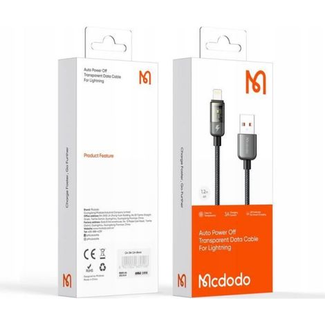 Câble prismatique, rapide, robuste, pour iPhone, 12W, 1,2m, noir McDodo