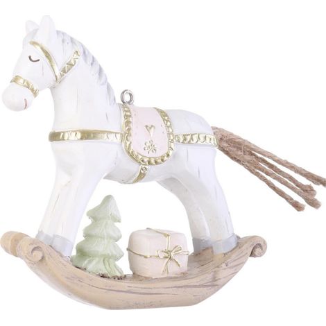 Pendaglio Cavallino a dondolo  "Desley" per albero di Natale in poliresina decorazione natalizia (1/2)
