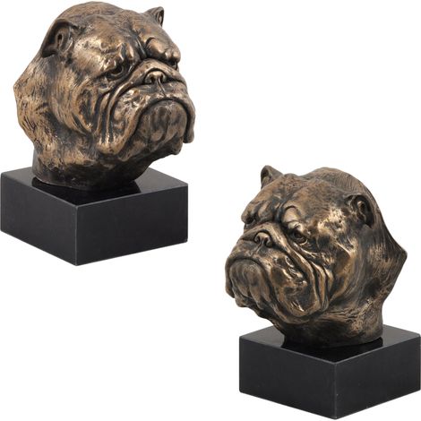 Bouledogue anglais, statuette de bouledogue, buste sur socle en pierre, sculpture, trophée pour une exposition canine par Art-Dog (1/5)