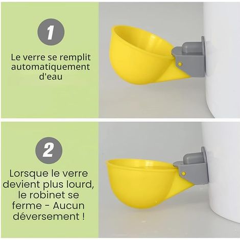 Chicken Water Cups, Automatic Chicken Waterer, Anti-Leak System, Suitable for Chicks, Chicken, Duck, Quail, Turkey (1/4)
