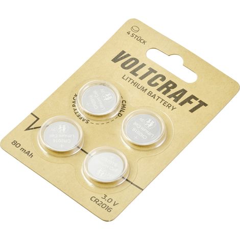 VOLTCRAFT CR 2016 Pile bouton 3 V 80 mAh lithium LM2016 4 pc(s)
