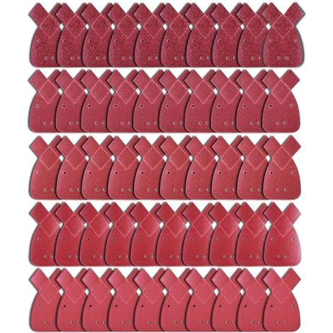 50 Pièces Feuilles Abrasives Feuille de Ponçage 10 X Grains 40/60/ 80/120/ 240 Papier Abrasif Triangles de Ponçage Fit Black and Decker Detail Palm Sander (1/5)