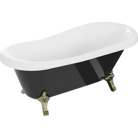 Mexen Retro baignoire autonome 150 x 73 cm, Blanc/Noir, pieds Or - 53251507375-50 (1/5)