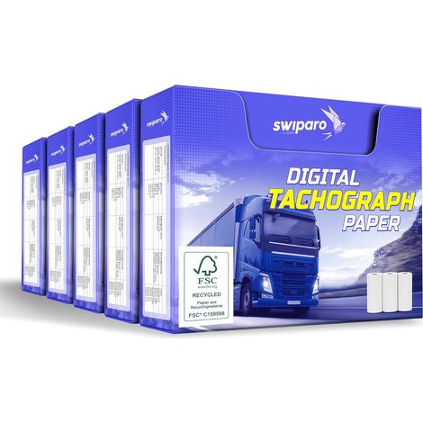 Rouleaux de papier pour tachygraphes certifiés - Papier thermique pour tous les tachygraphes numériques de camion - 57/8 mm (15 pièces) (1/5)