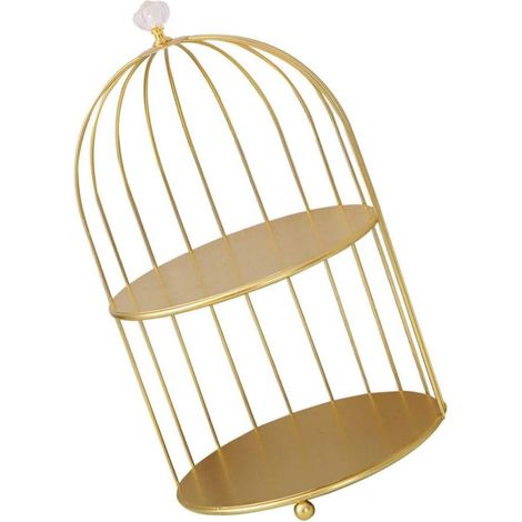 Étagère de bureau dorée, présentoir à cosmétiques, double niveau en forme de cage à oiseaux, 36 x 20 x 20 cm, organisateur de coiffeuse (1/4)