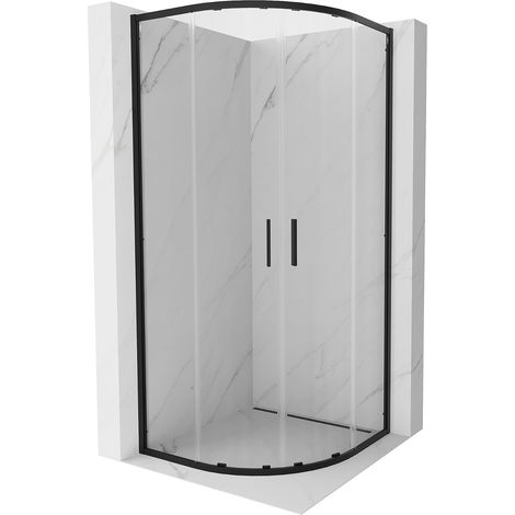 Mexen Exo Duschkabine halbrund schiebbar 90 x 90 cm, transparent, schwarz - 8132-090-090-70-00 (1/5)