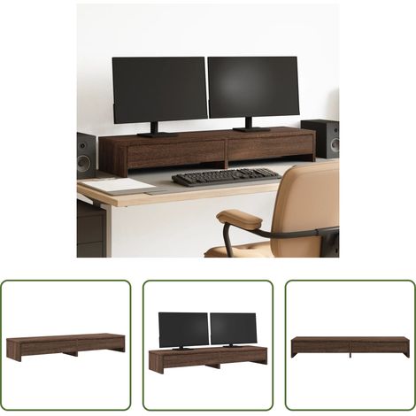 Schubladen -  Monitorständer mit Schubladen Eichen-Optik 100x27x15 cm (1/5)
