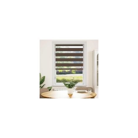 Store enrouleur zébré 80,9 x 175 cm, largeur du tissu 76,7 cm, marron café - Crezuo (1/4)
