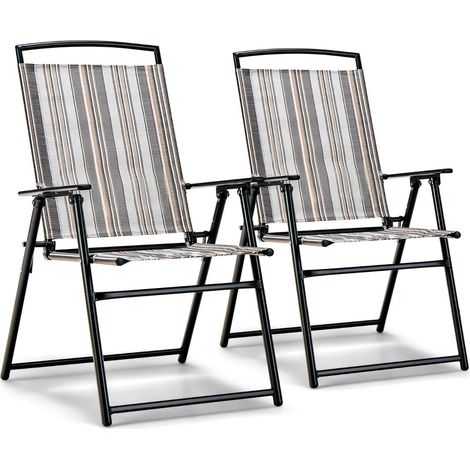 Set di 2 comode e leggere sedie da giardino pieghevoli 51 x 61,5 x 92 cm in metallo grigio 200012424