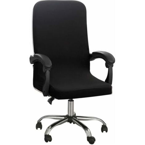 Housses élastiques pour chaise de bureau sans housse d'accoudoir motif jacquard avec dossier haut pour chaise d'ordinateur amovible pour chaise pivotante universelle Noir M