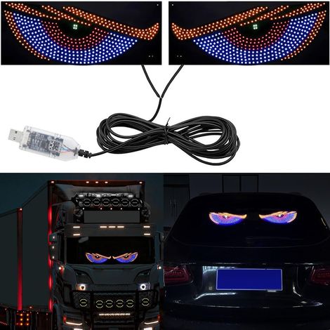 Yeux du Diable pour Voitures,12cm x 30cm Yeux LED pour Voiture,Yeux de Pare-Brise animés à LED,Grands Yeux pour Pare-Brise de Voiture (1/5)