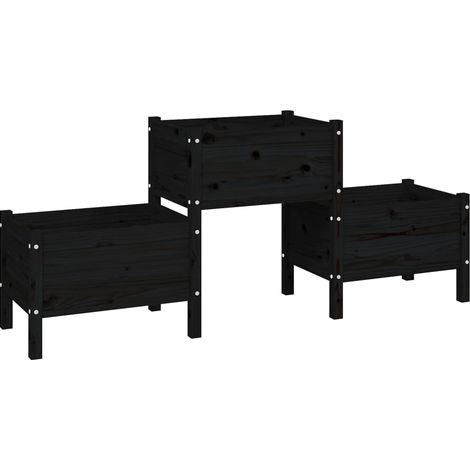 Maison Exclusive - Pflanzkübel Schwarz 178,5x44x75 cm Massivholz