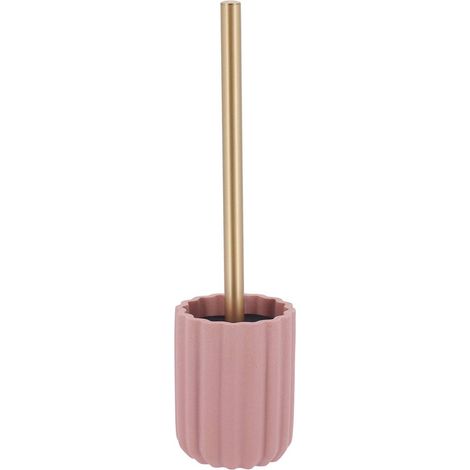 Escoba de inodoro de polirresina rayada - color rosa pálido - Tendance (1/2)