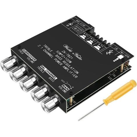 Carte amplificateur Bluetooth HiFi stéréo 2.1 TPA3116D2 2X50W + 100W 12V-24V Module amplificateur de Puissance Audio contrôle des B (1/4)