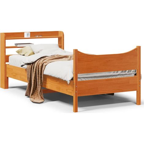 Estructura cama con cabecero madera pino marrón cera 75x190 cm vidaXL (1/5)